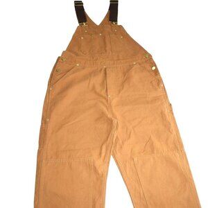 Duck Brown Bib Overalls Double Knee Canvas Workwear Dungarees Sz M Utility